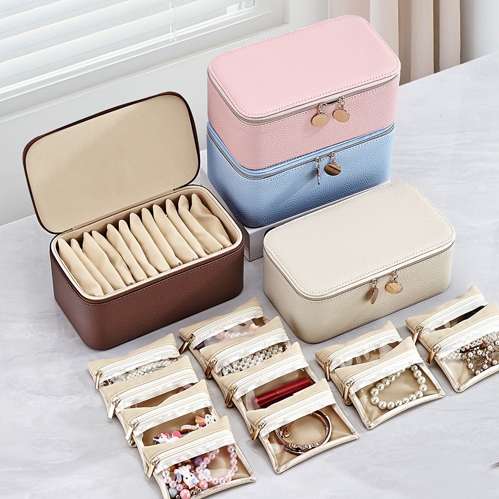 New Jewelry Box with 12 Storage Bags for Earrings and Rings